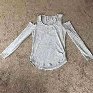 Grey long sleeve off the shoulder top